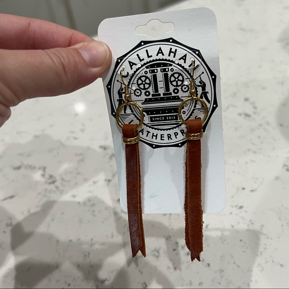 Callahan leather press ear rings -